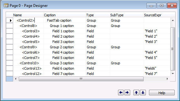 Fasttab Field Arrangement on FastTabs